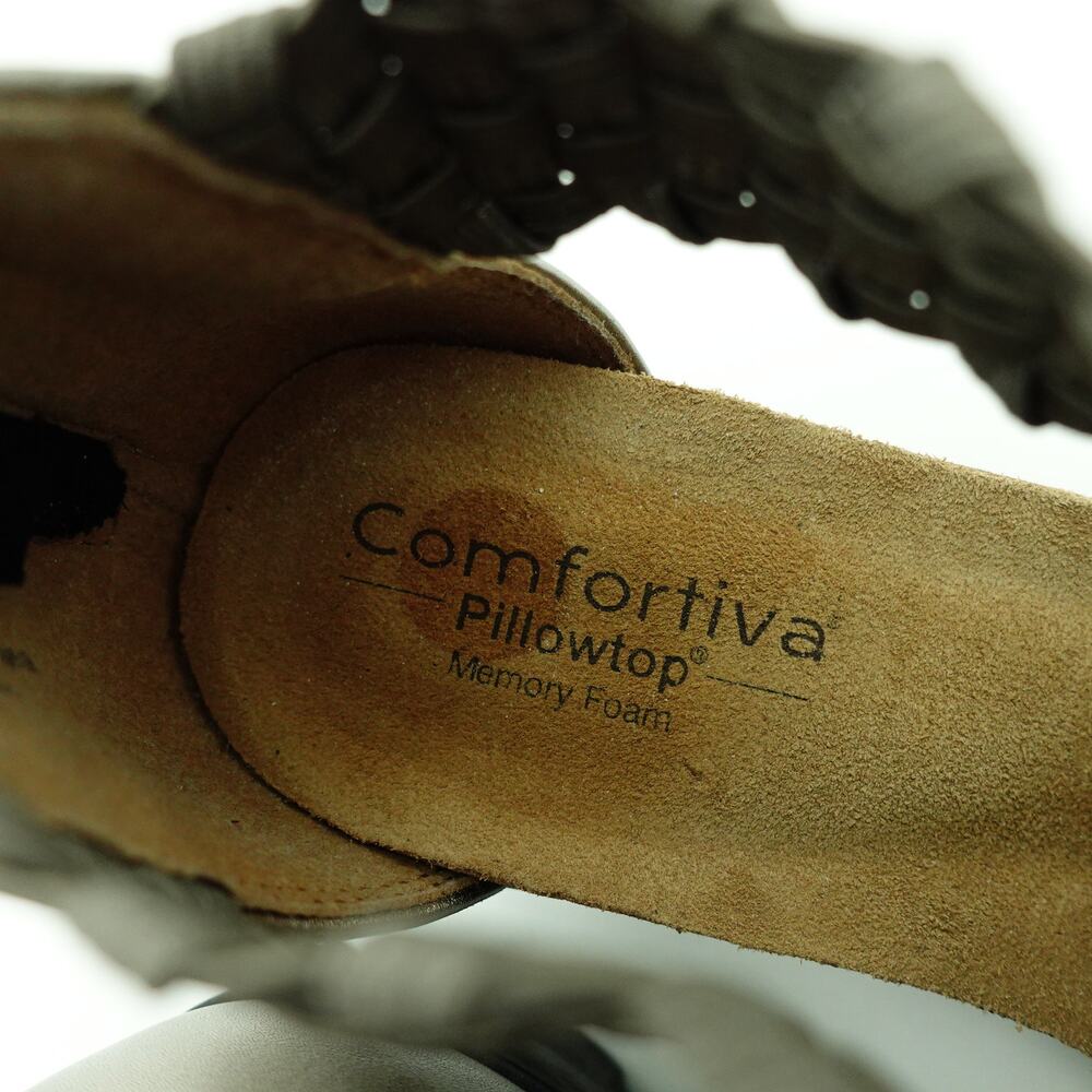 Comfortiva Metallic Gunmetal Silver Weave Comfort Wedge Sandals - Size 6.5 - Picture 4 of 8